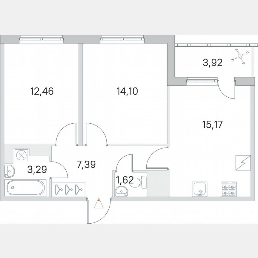 2-к. квартира, 56 м², 2/5 эт.