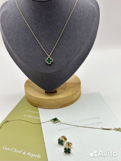 Золотое колье Van Cleef Ван Клиф малахит