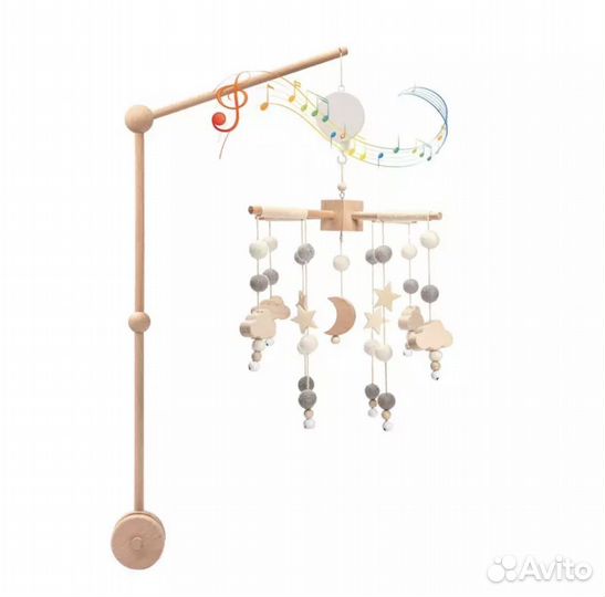 Мобиль на кроватку деревянный