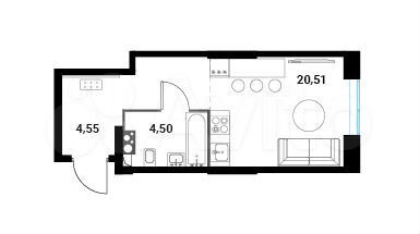 1-к. квартира, 29,6 м², 7/28 эт.