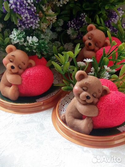 Мишка с сердцем. Мыло ручной работы