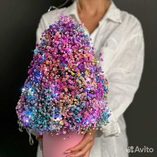 Елочка из гипсофилы Букет гиспофис Яркая зима