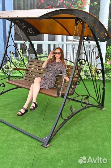 Качеля садовая, раскладная, с мягким сидением