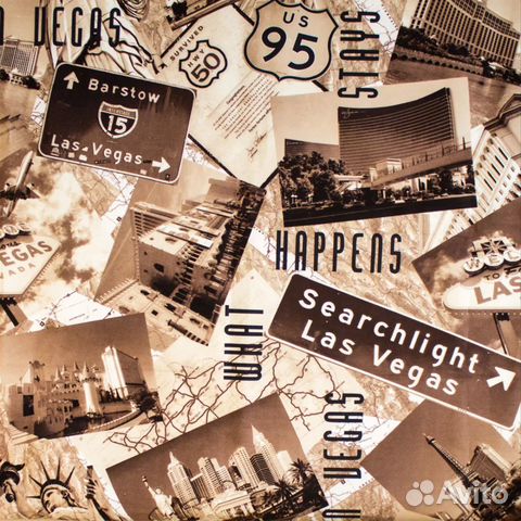 Велюр (микровелюр) с принтом Las Vegas 100х145см