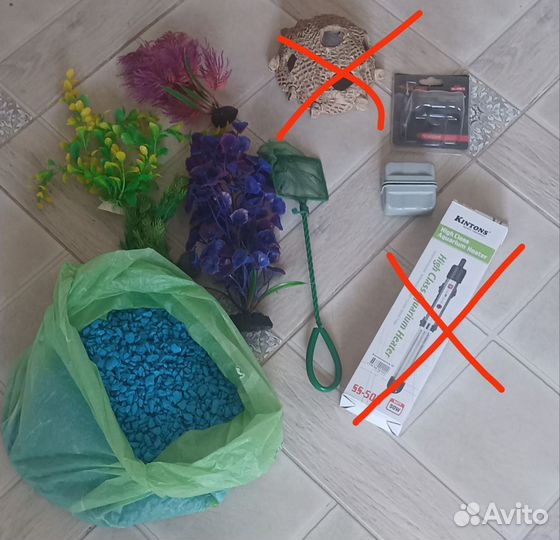 Грунт,декор в аквариум, сифон для чистки воды