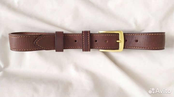 Ремень прошитый ручная работа пряжка латунь
