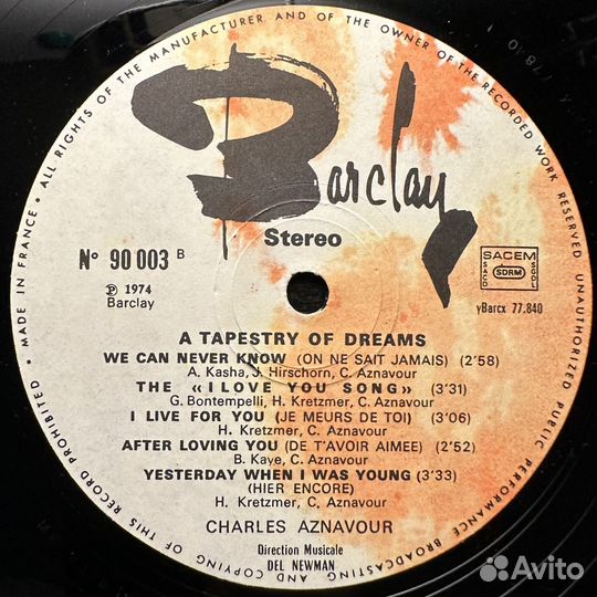 Charles Aznavour – A Tapestry Of Dreams (1974г.)