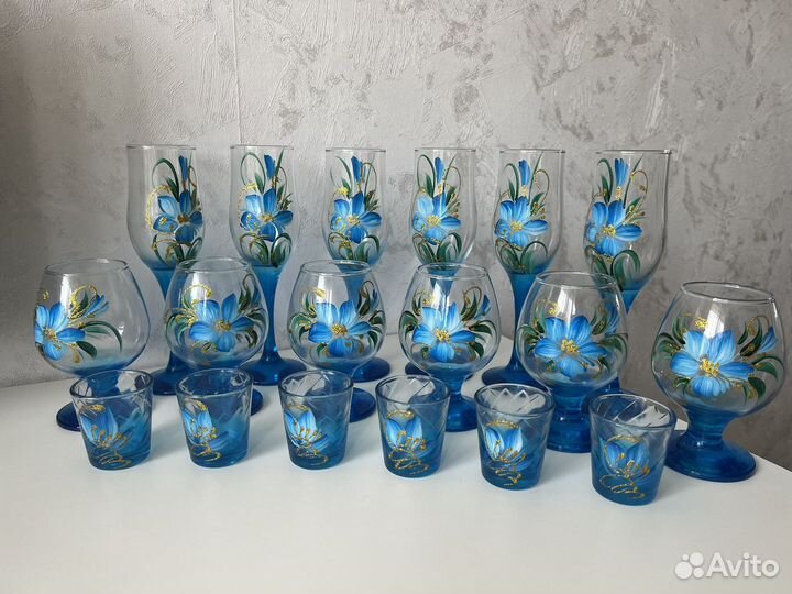 Набор бокалов и рюмок гусь хрустальный