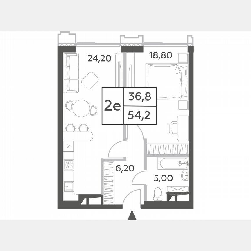 1-к. квартира, 54,2 м², 23/52 эт.