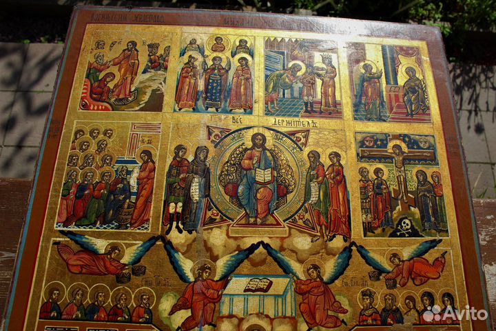 Старая икона Шестоднев Сотворение Мира 50*42