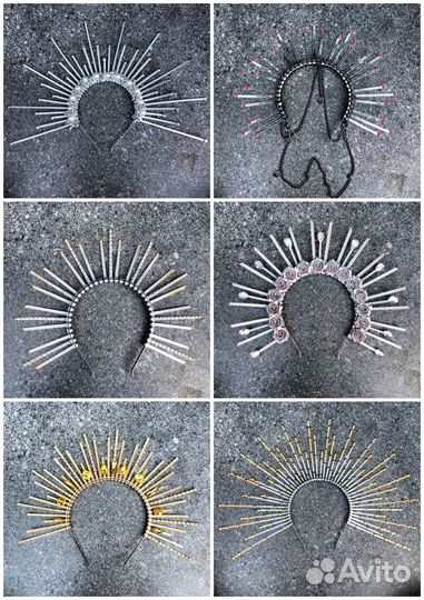 Короны и ободки с лучами, украшения на голову