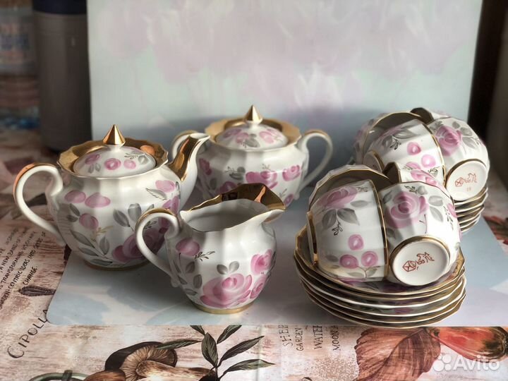 Сервиз чайный Вербилки Розовые розы СССР