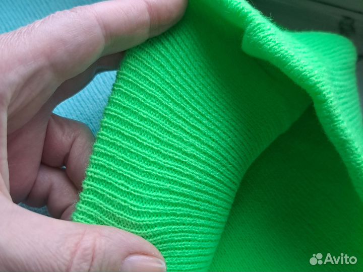 Шапка бини 2 шт неон зелёный + голубой