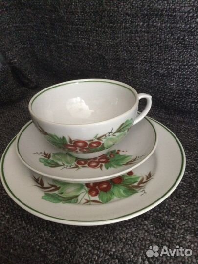 Чайное трио Дулево крыжовник (остатки сервиза)
