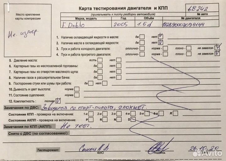 Разбор на запчасти Fiat Doblo 2001-2005