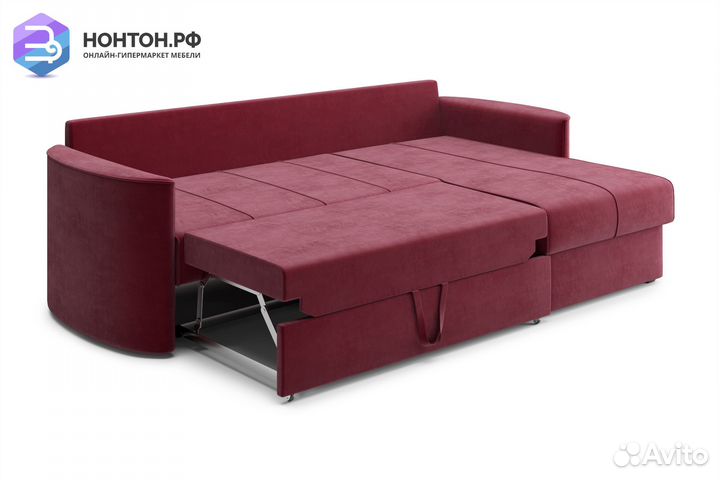 Диван угловой дельфин Колибри бордовый