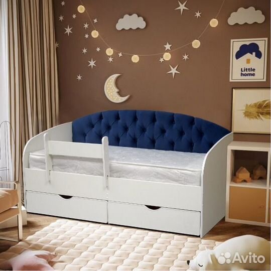 Кровать лдсп мягк спинка с ящиками от 2х лет