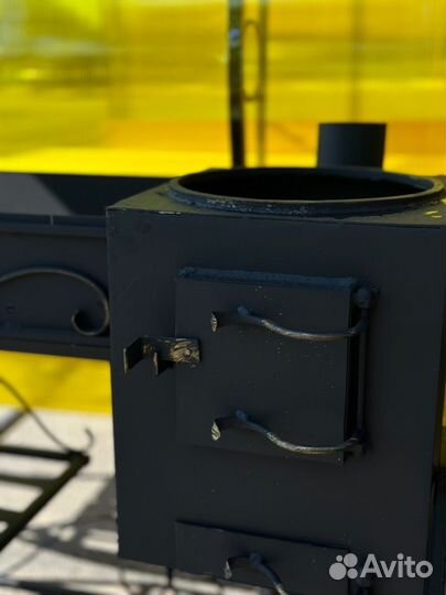 Мангал с печью под казан и крышей Имение Люкс