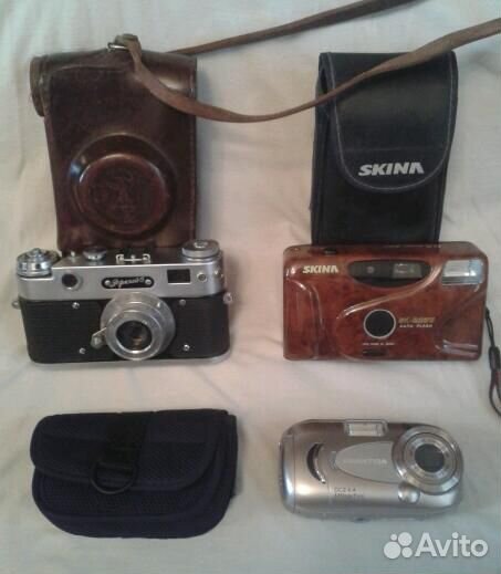 Коллекция компактных фотоаппаратов.Лупа карманная