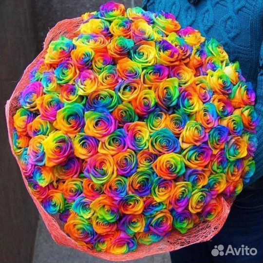 Радужные розы доставка