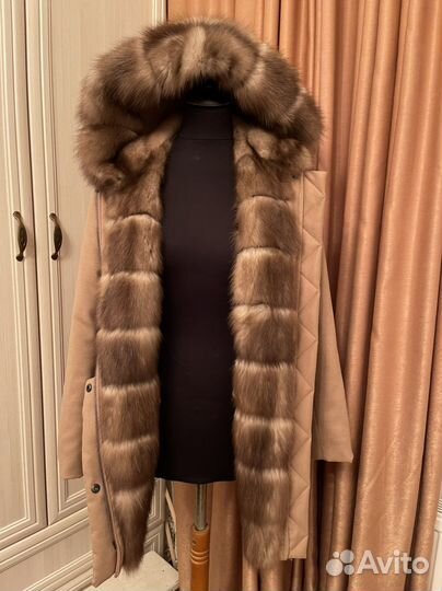 Парка с мехом куницы кашемир loro piana