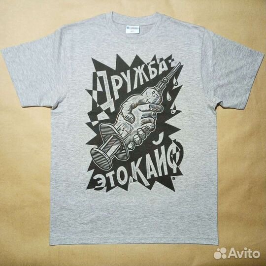 Кастом футболка ручной работы, линогравюра