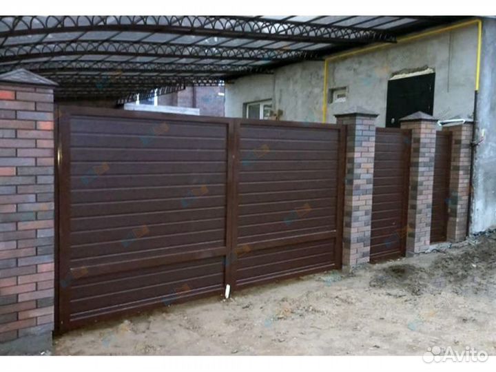Ворота Въездные Распашные с калиткой