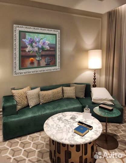 Картина маслом Сирень Натюрморт с чайником