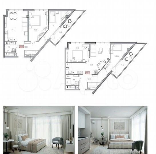 2-к. квартира, 62 м², 11/13 эт.