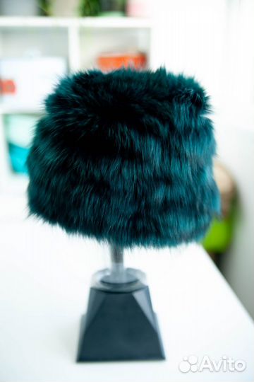 Шапка меховая вязаная крашеный песец