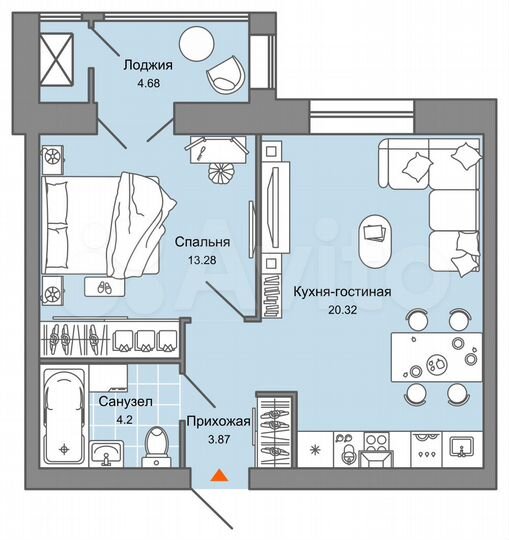 2-к. квартира, 44 м², 4/7 эт.