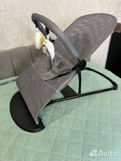 Шезлонг AmaroBaby Baby time серый+чехол Luxmom