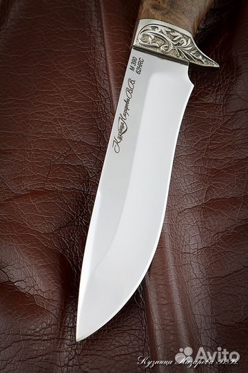 Нож Варан M390 карельская береза коричневая мельхи