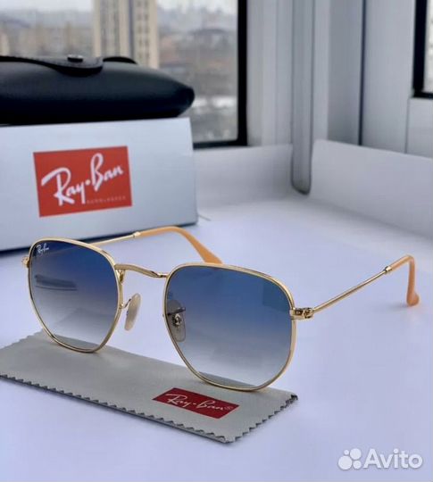 Очки ray ban hexagonal голубые