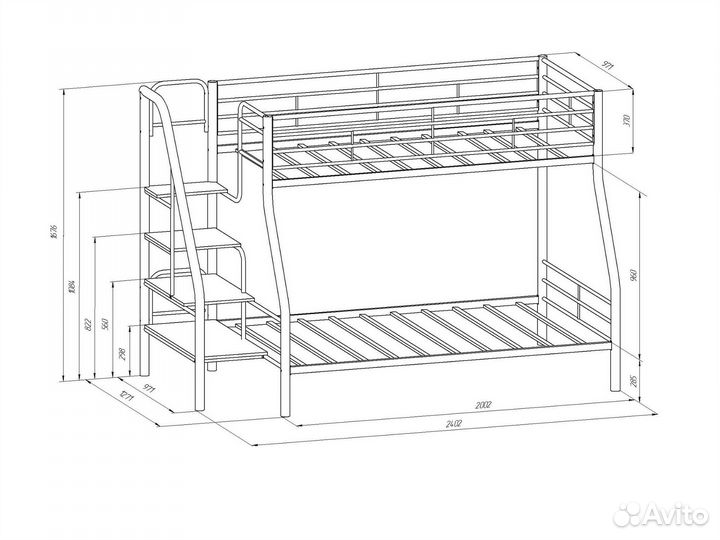 Кровать двухъярусная Толедо 1Я