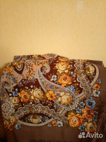 Павловопосадский платок, шерстяной, новый