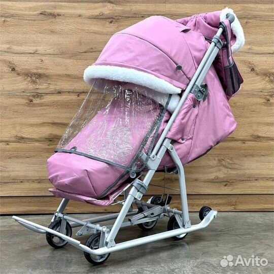 Санки-коляска Nika Ника Детям 7-5К(Пыльно розовый)