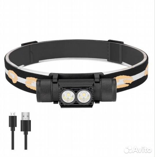 Налобный фонарик USB 18650 D25 H25 + новая версия