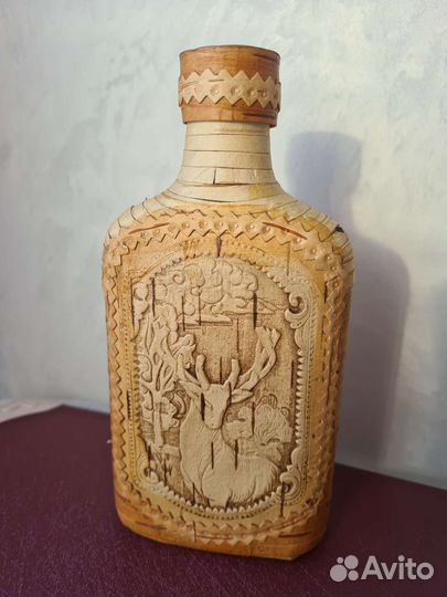 Фляжка для алкоголя береста