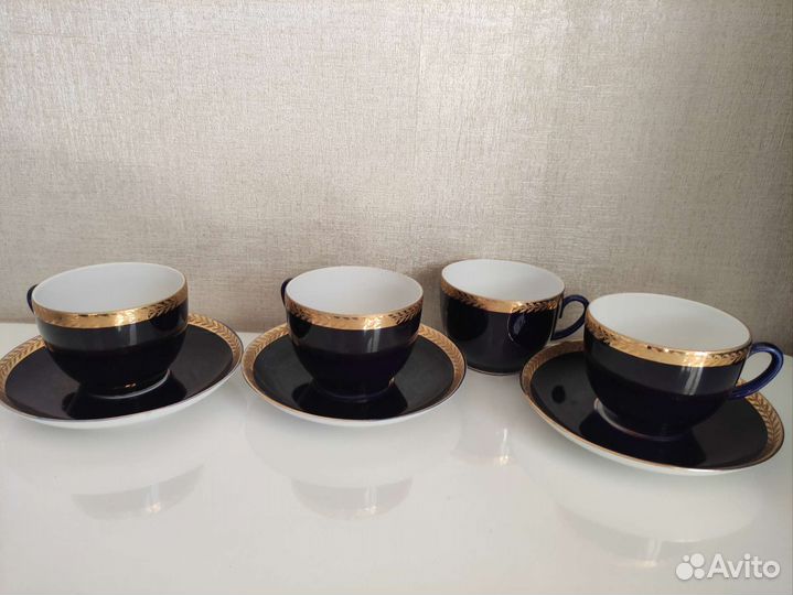 Чайная пара лфз. Кобальт с позолотой