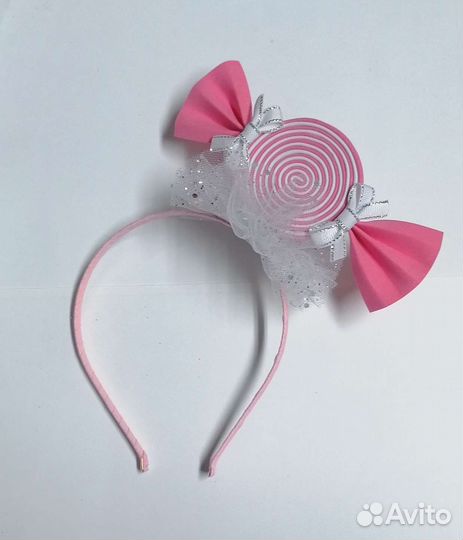 Ободок снежинка конфетка ушки