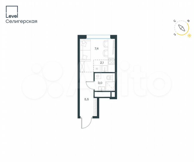Квартира-студия, 18 м², 25/30 эт.