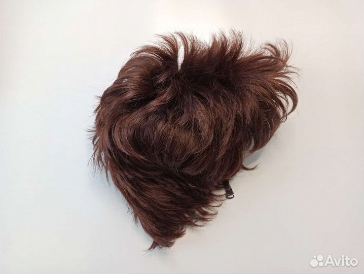 Парик женский, короткая стрижка, каштановый