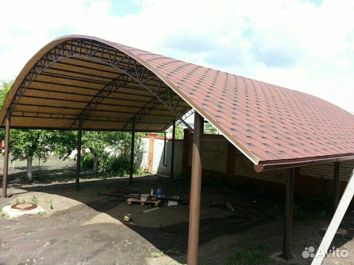 Навес для автомобиля из профильной трубы