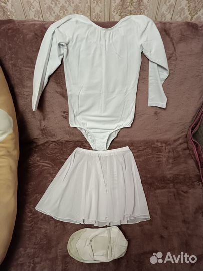 Гимнастический купальник юбочка и балетки