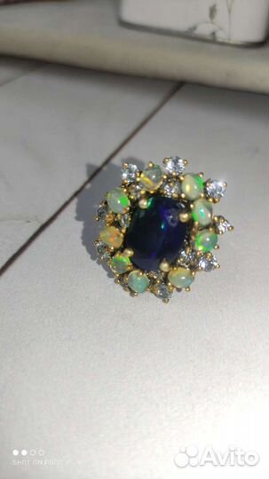 Сапфир +Циркон, серебро 925 пр. (колье + серьги)