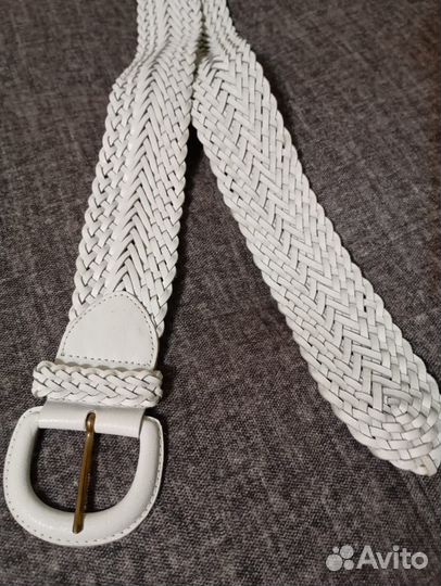 Ремень женский, натуральная кожа,белый