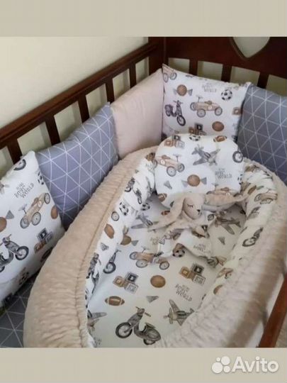 Бортики.Простынь.Подушка.Кокон.Плед.Бант.Комфортер