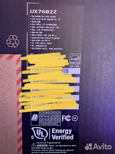 Ноутбук asus Zenbook Pro 16x oled UX7602Z