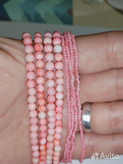 Нить из бусин Коралл розовый, 4 мм, длина 39 см